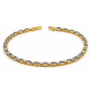 Genuine 4.05 Cts Tanzanite Bracelet Solid 14k Yellow Gold